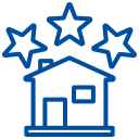 एक घर के प्रतीक चिन्ह के ऊपर तीन तारे बने हुए हैं, जो संपत्ति के उच्च मूल्यांकन का प्रतीक है।