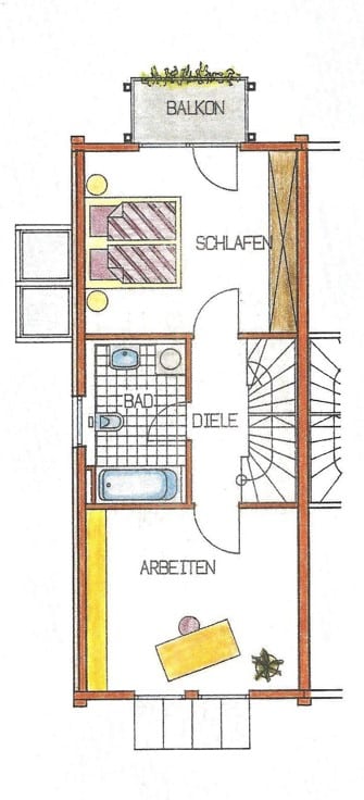 1楼平面图 - 位于法尔肯塞（Falkensee）的联排别墅。