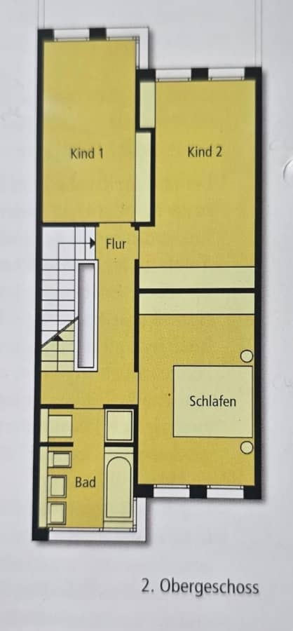 Grundriss 2. Obergeschoss Wohnhaus mit zwei Kinderzimmern - Bezugsfrei & renoviert 2025: 6-Zimmer-Townhouse an der Rummelsburger Bucht