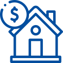 Logo Flexmakler gestileerd huis met dollarteken in een cirkel