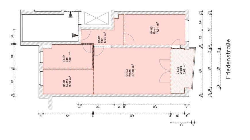 F14-WE04_Wohnfächenberechnung - Clever geschnittene 2-Zimmer-Wohnung in Adlershof mit Balkon