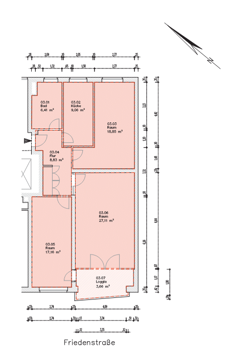 Grundriss - Erstbezug nach Sanierung – helle 3-Zimmer-Wohnung mit Balkon in ruhiger Lage