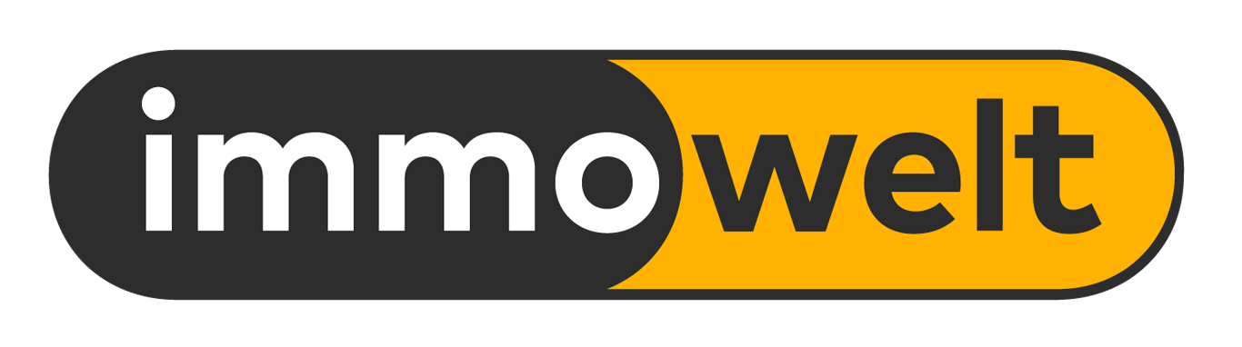 Ovales schwarz-gelbes immowelt-Logo mit abgerundeten Enden und weißem Schriftzug