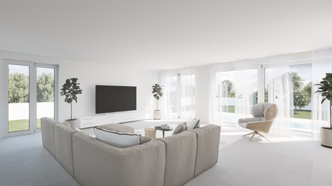 Modernes Erdgeschoss mit Garten und Panoramafenstern - Finca-Projekt im Dorf Andratx mit viel Privatsphäre zu verkaufen