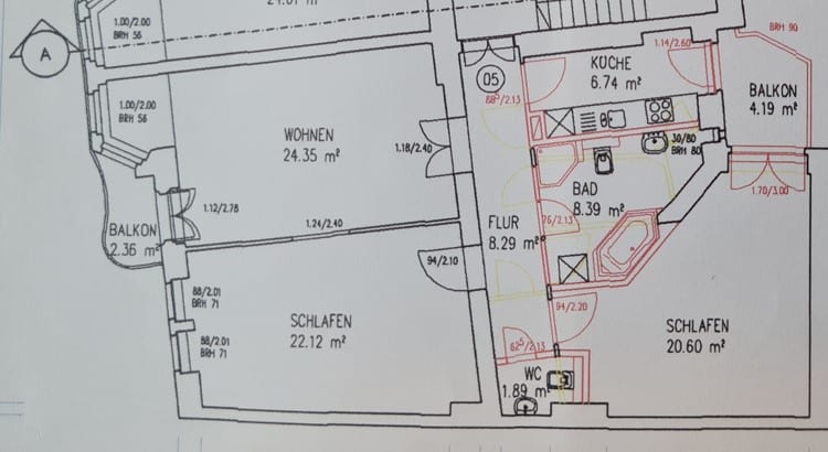 Grundriss-WE - TOPLAGE! 3-Zimmer-Altbau-Wohnung nähe Boxhagener Platz