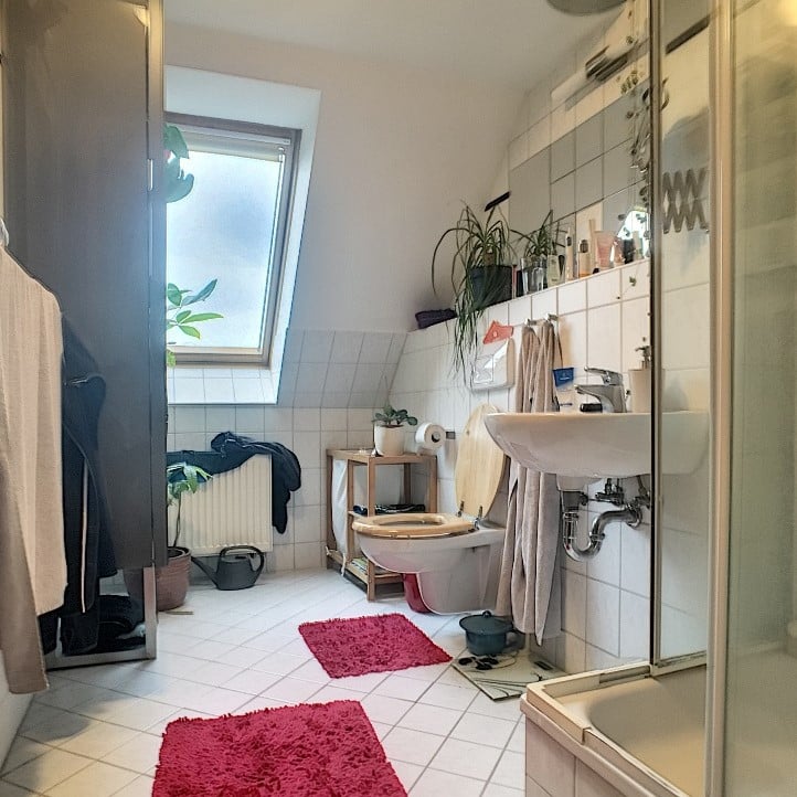 Helles Badezimmer mit Dachfenster - Schöne Maisonnette-Wohnung mit großem Süd-Balkon nahe HTW