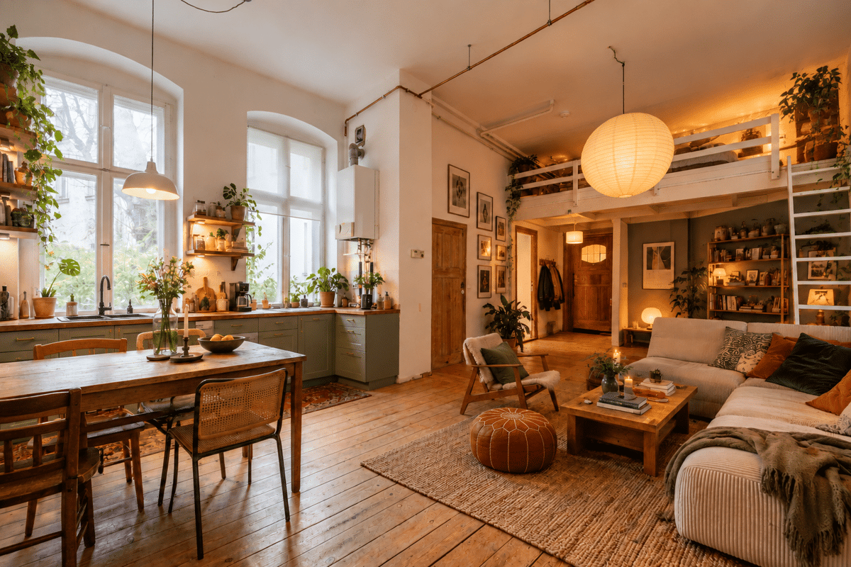 Staging Wohnzimmer und Küche