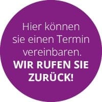 紫色圆形图案，白色文字 这里您可以预约，我们会给您回电