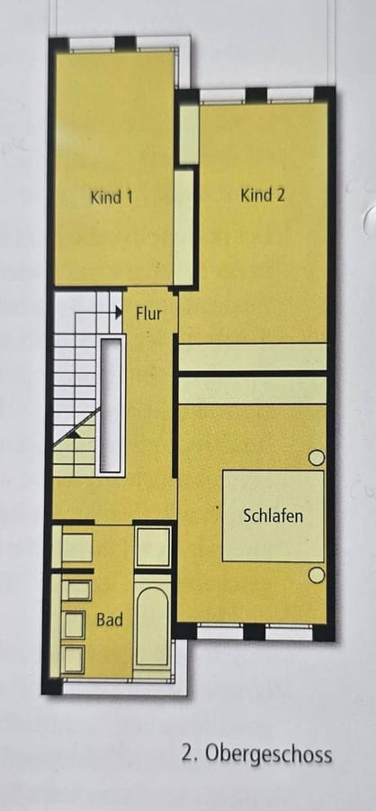 Grundriss 2. Obergeschoss Wohnhaus mit zwei Kinderzimmern - Bezugsfrei & renoviert 2025: 6-Zimmer-Townhouse an der Rummelsburger Bucht