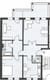 Grundriss einer 3-Zimmer-Wohnung mit separater Küche, Bad, Gäste-WC und Balkon in Draufsicht