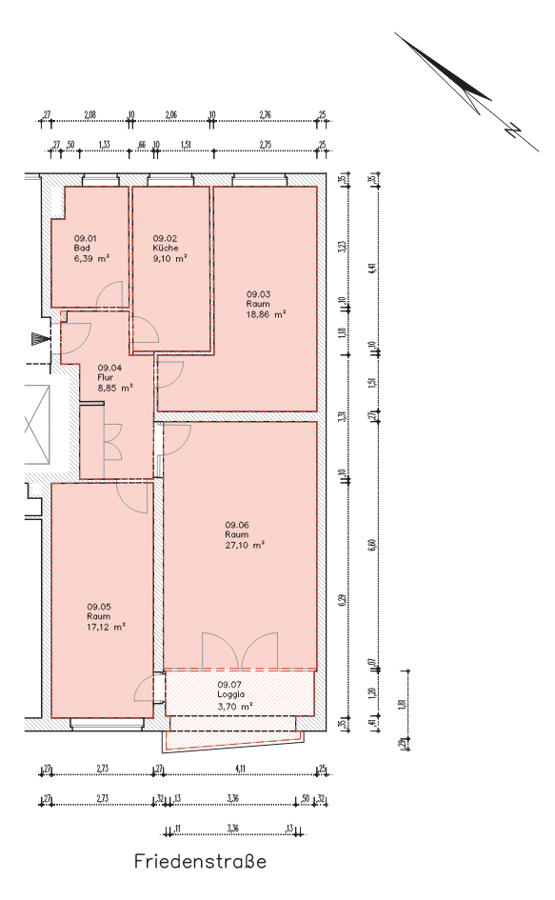 Grundriss - Hochwertig saniert: Helle 3-Zimmer-Wohnung mit Balkon und EBK