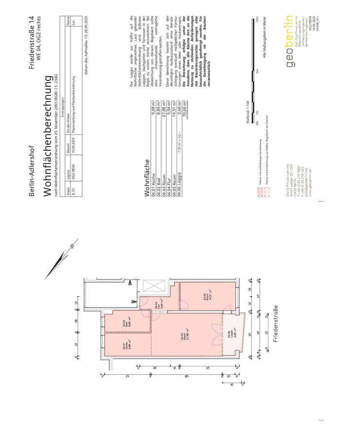 F14-WE04_Wohnfächenberechnung - Helle 2-Zimmer-Wohnung mit Balkon in ruhiger Lage