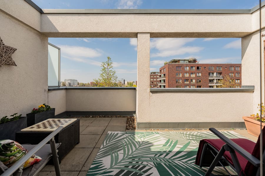 Dachterrasse Wasser- und Promenadenblick - Wohnen am Wasser mit unverbaubarem Blick