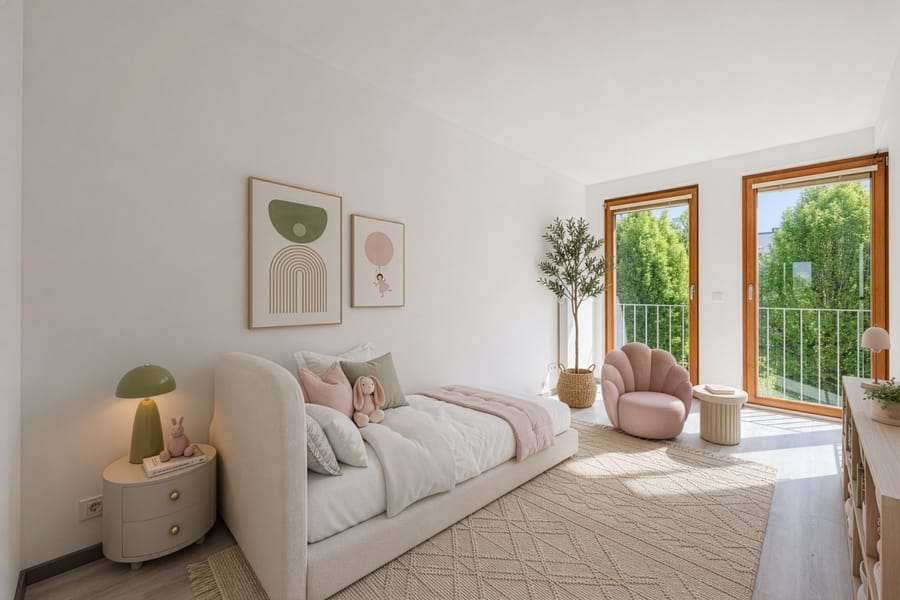 Visualisierung Schlafzimmer mit blick ins grüne