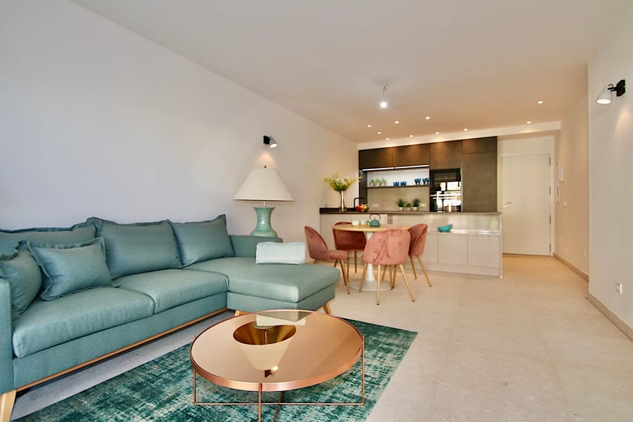 Apartment in Port Andratx living room 2 - Renoviertes Penthouse in mediterraner Anlage mit großem Pool und Meerblick von der Terrasse