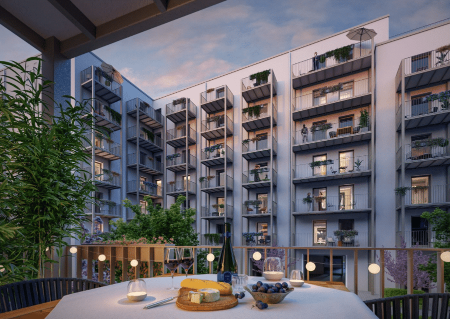 Blick zum Innenhof - Attraktive 1-Zimmer-Kapitalanlage mit Terrasse im Neubauprojekt Central Homes