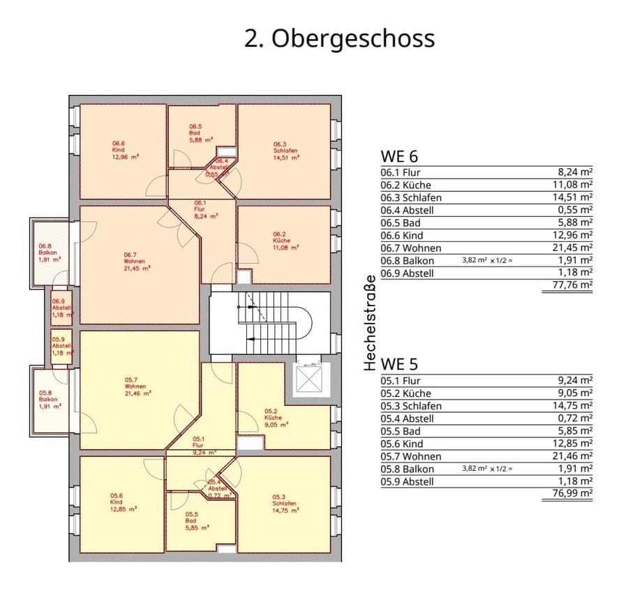 Wohnflächenberechnung WE06 - *PROVISIONSFREI + BEZUGSFREI* Frisch sanierte, schöne Eigentumswohnung im Erstbezug