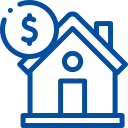 Logo Flexmakler stilisiertes Haus mit Dollarzeichen im Kreis