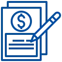 Stilisierte Grafik mehrerer Dokumente mit Dollarzeichen und einem Bleistift als Symbol für Finanzunterlagen